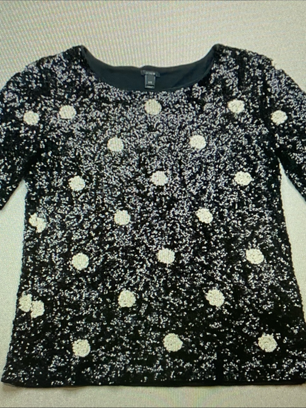 J. Crew Black Long-Sleeve Sequin Polka Dot Top